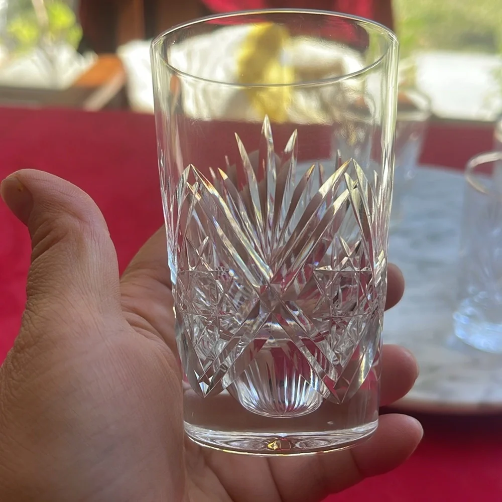 Vintage Set of 4 Webb England crystal St Andrews whiskey glasses signed
